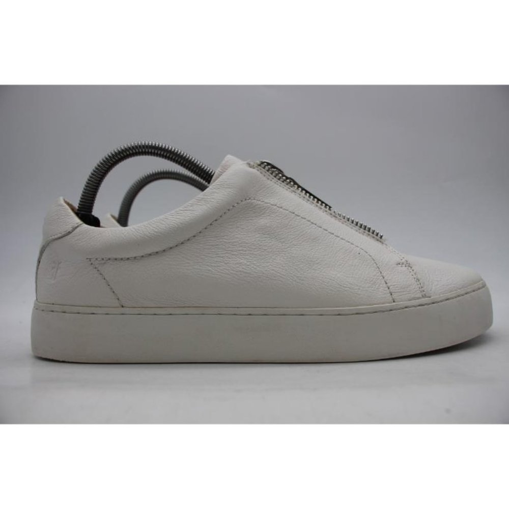 Frye Lena Women's Size 10 M Low Leather White Front Zip Shoes Comfort Sneakers